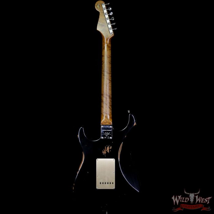 Fender Custom Shop Roasted 1960 Stratocaster Relic 3A Birdseye Maple Neck 3A Rosewood Board Aged Black - Image 5
