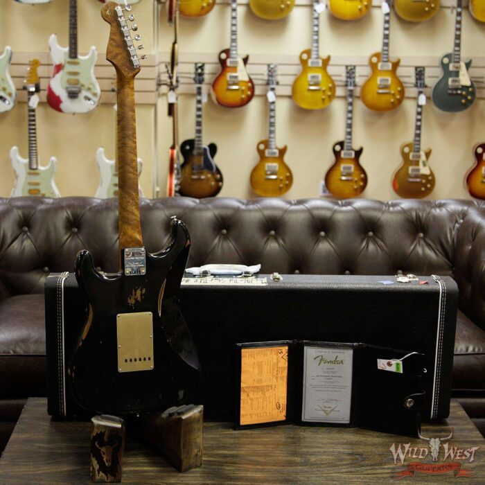 Fender Custom Shop Roasted 1960 Stratocaster Relic 3A Birdseye Maple Neck 3A Rosewood Board Aged Black - Image 14