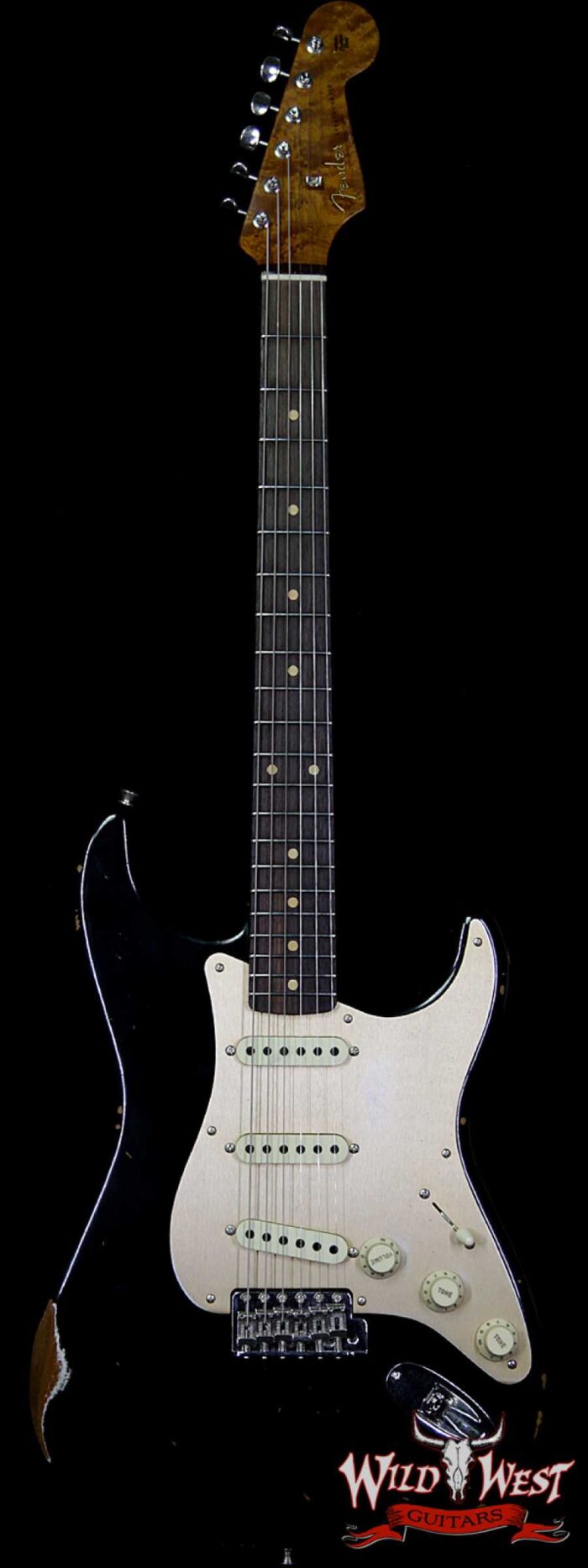 Fender Custom Shop Roasted 1960 Stratocaster Relic 3A Birdseye Maple Neck 3A Rosewood Board Aged Black - Image 1