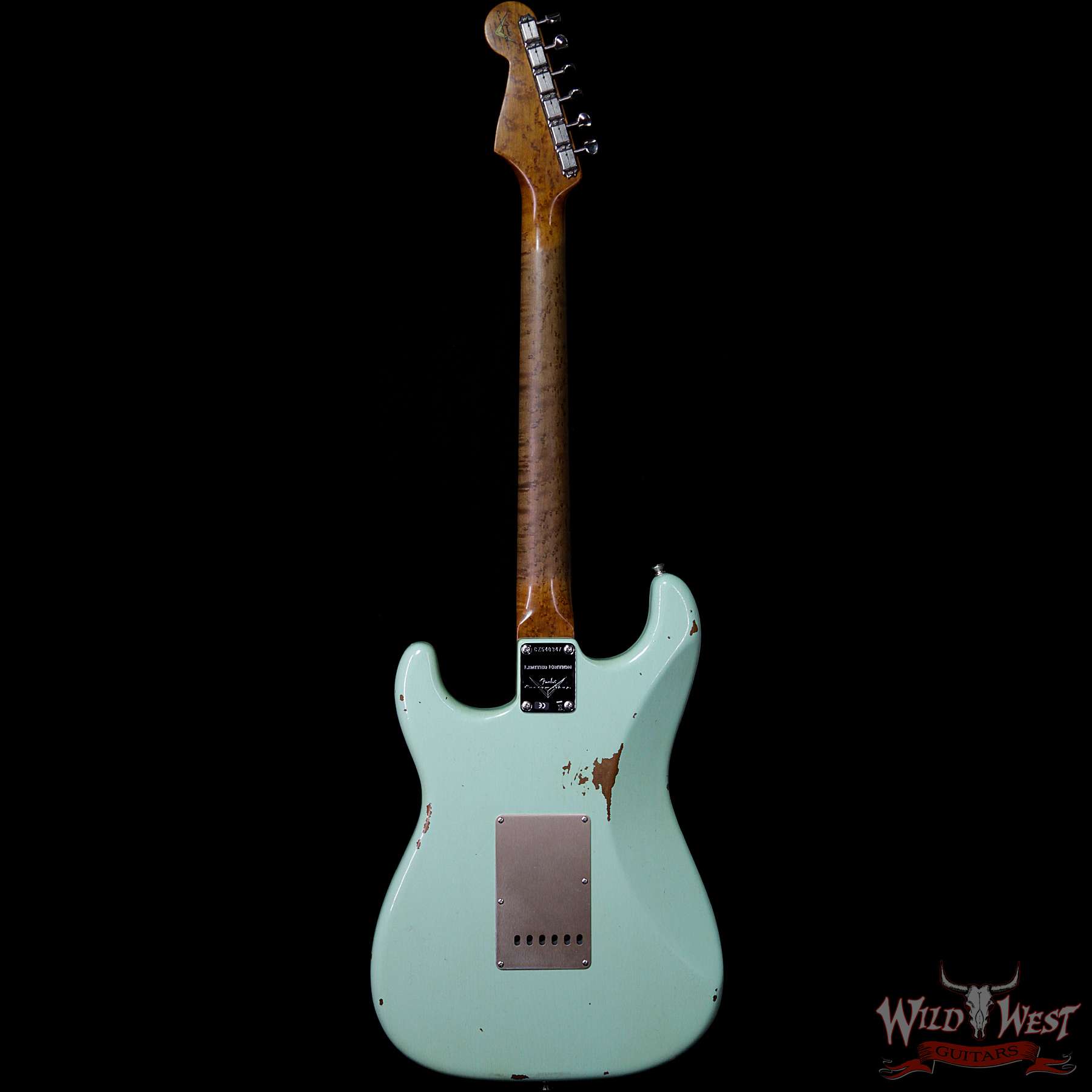 fendercs-1960rststratrelic-sfg-cz540347-b__wwg.jpg Fender Custom Shop 1960 Roasted Stratocaster Relic Birdseye Maple Neck Rosewood Slab Board Surf Green - Image 5