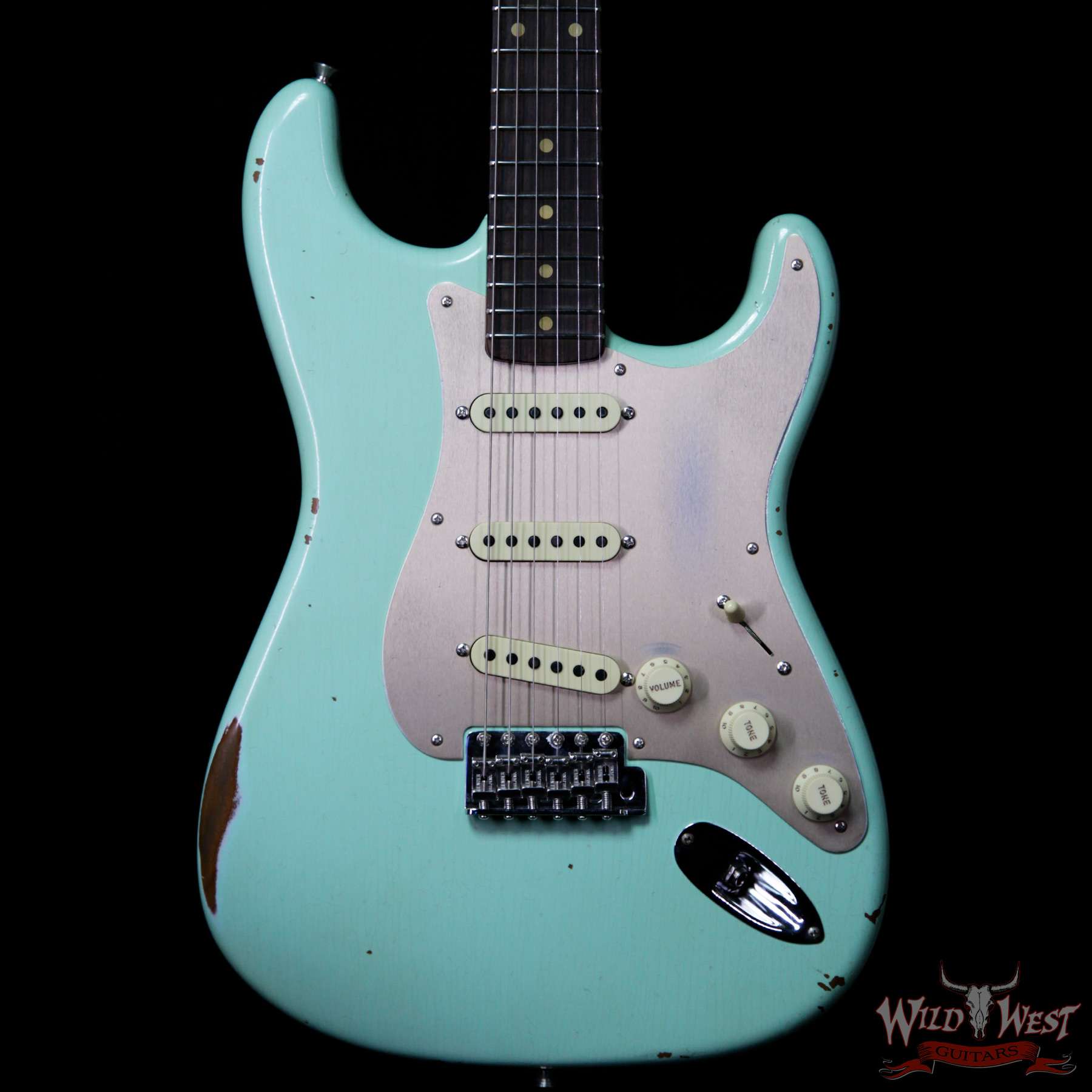fendercs-1960rststratrelic-sfg-cz540347-bf__wwg.jpg Fender Custom Shop 1960 Roasted Stratocaster Relic Birdseye Maple Neck Rosewood Slab Board Surf Green - Image 3