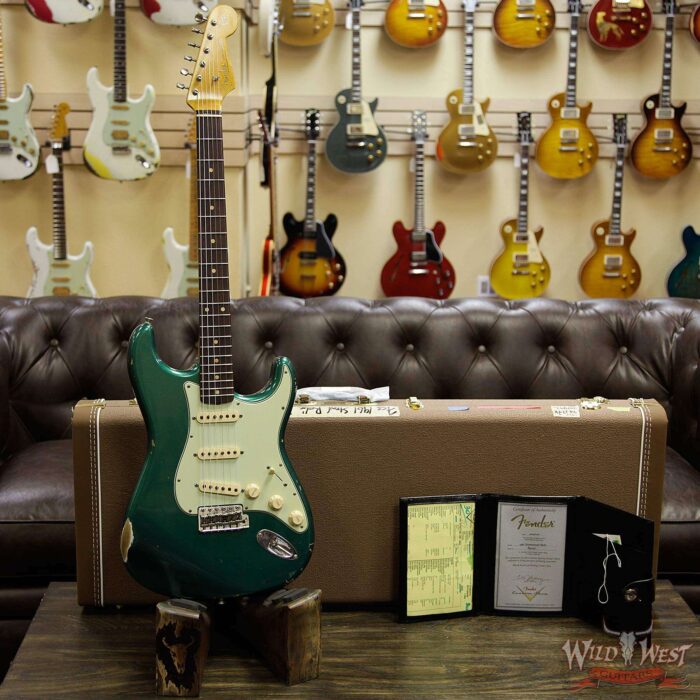 Fender Custom Shop 1961 Stratocaster Relic Slab Rosewood Fingerboard British Racing Green - Image 12