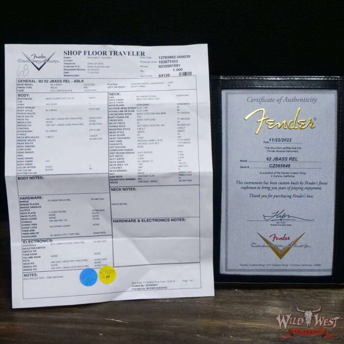 Fender Custom Shop Time Machine Series ‘62 J-Bass 1962 Jazz Bass Hand-Wound Relic Aged Black - Image 13