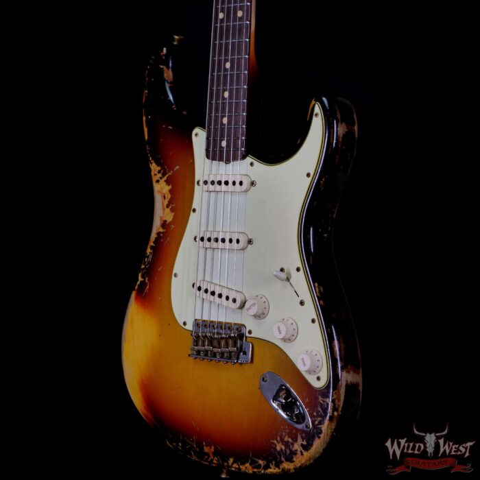 Fender Custom Shop 1961 Stratocaster Hand-Wound Pickups Matching Color Neck Heavy Relic 3 Tone Sunburst - Image 2