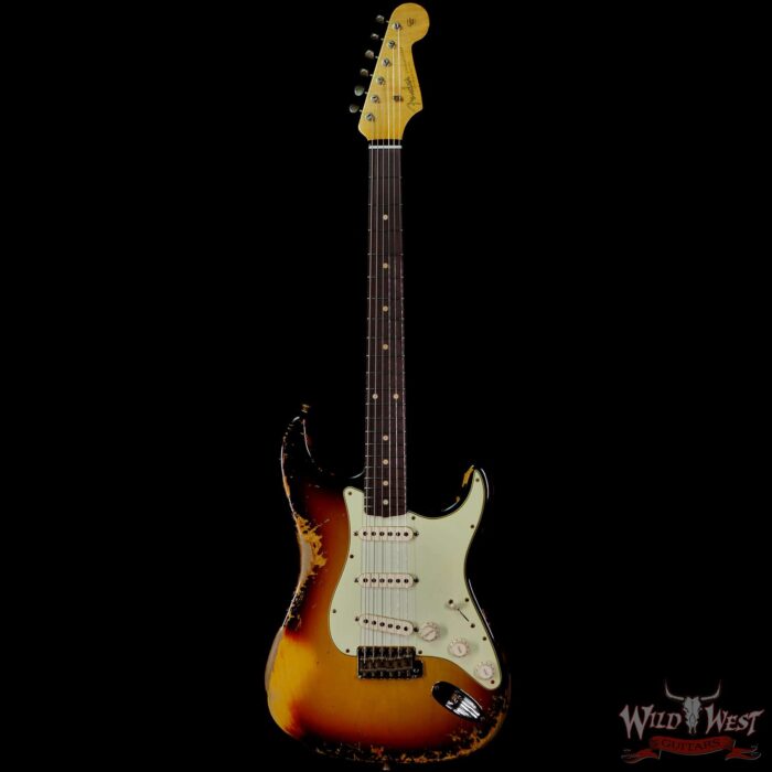 Fender Custom Shop 1961 Stratocaster Hand-Wound Pickups Matching Color Neck Heavy Relic 3 Tone Sunburst - Image 3