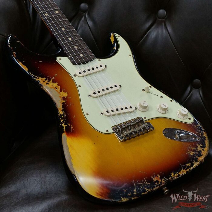 Fender Custom Shop 1961 Stratocaster Hand-Wound Pickups Matching Color Neck Heavy Relic 3 Tone Sunburst - Image 8