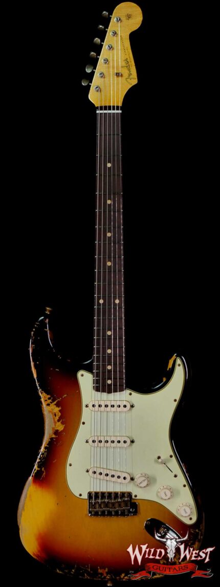 Fender Custom Shop 1961 Stratocaster Hand-Wound Pickups Matching Color Neck Heavy Relic 3 Tone Sunburst