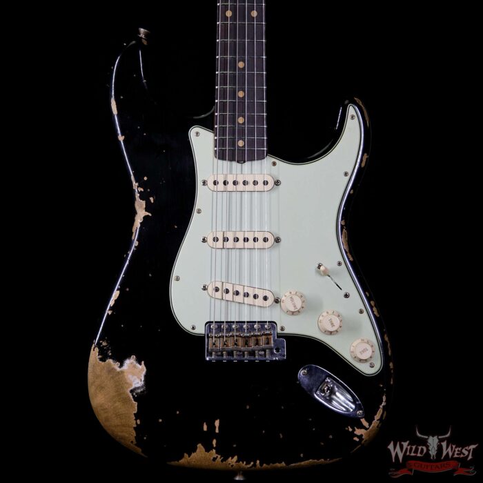 Fender Custom Shop 1961 Stratocaster Heavy Relic AAA Rosewood Fingerboard Black - Image 3