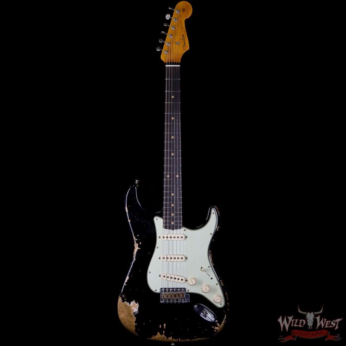 Fender Custom Shop 1961 Stratocaster Heavy Relic AAA Rosewood Fingerboard Black - Image 4
