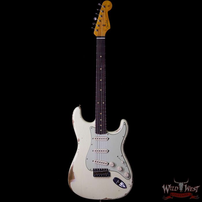Fender Custom Shop 1961 Stratocaster Heavy Relic AAA Rosewood Fingerboard Vintage White - Image 3