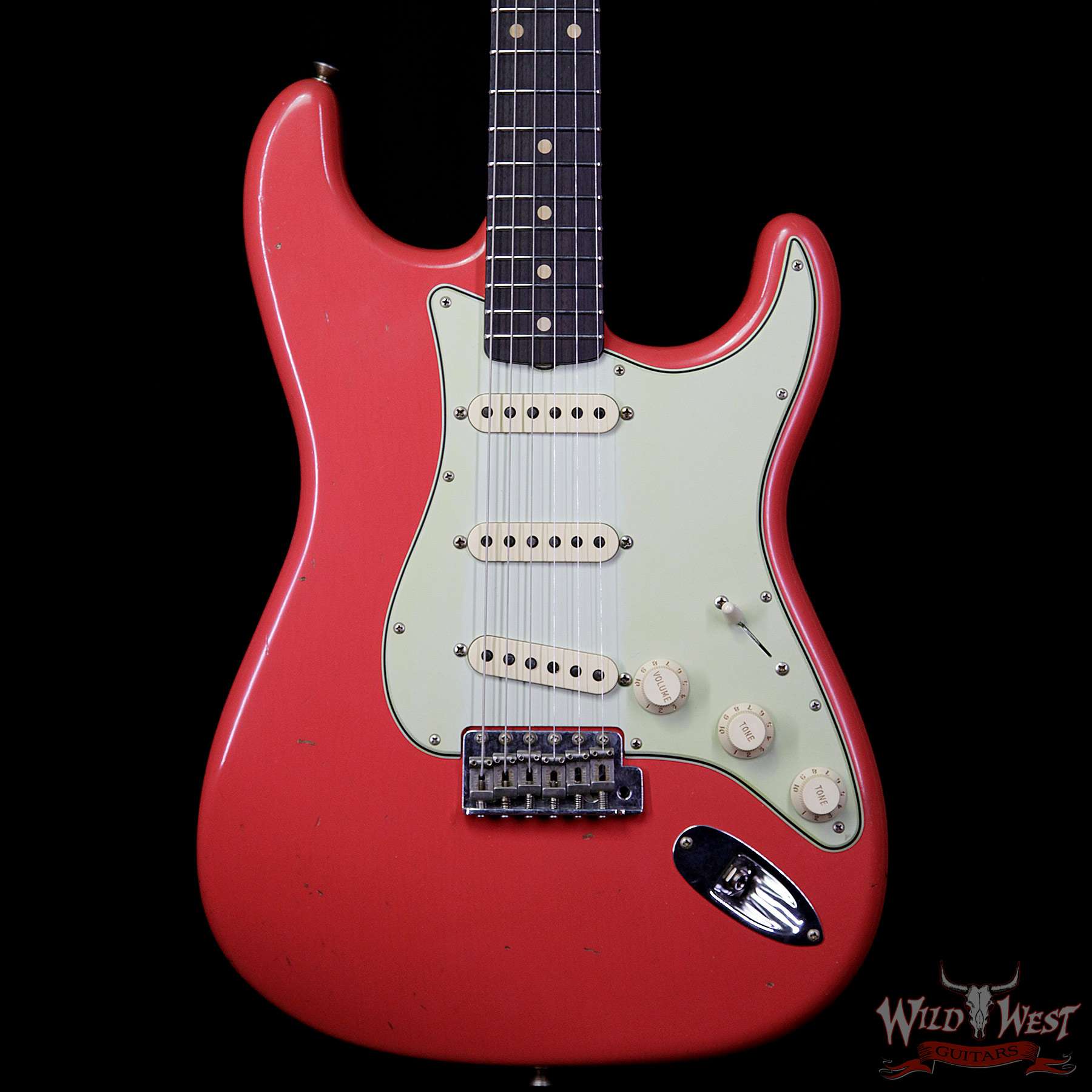fendercs-1961stratjm-frd-r98350-bf__wwg.jpg Fender Custom Shop 1961 Stratocaster Journeyman Relic with Dirty Neck Fiesta Red - Image 3