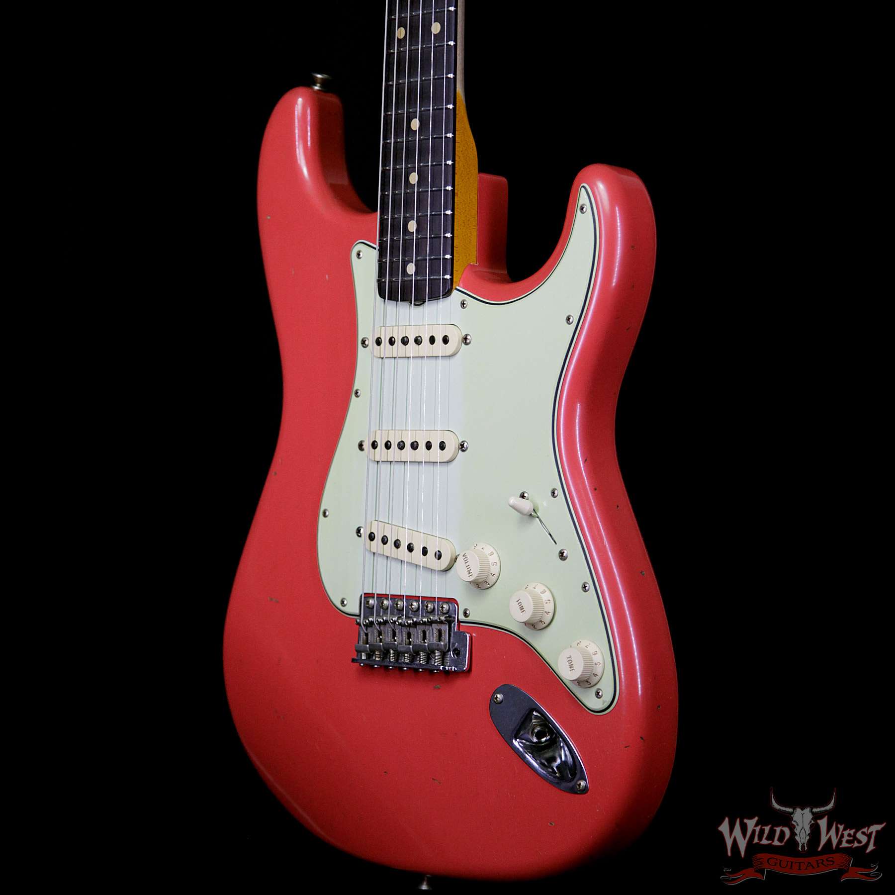 fendercs-1961stratjm-frd-r98350-br__wwg.jpg Fender Custom Shop 1961 Stratocaster Journeyman Relic with Dirty Neck Fiesta Red - Image 2