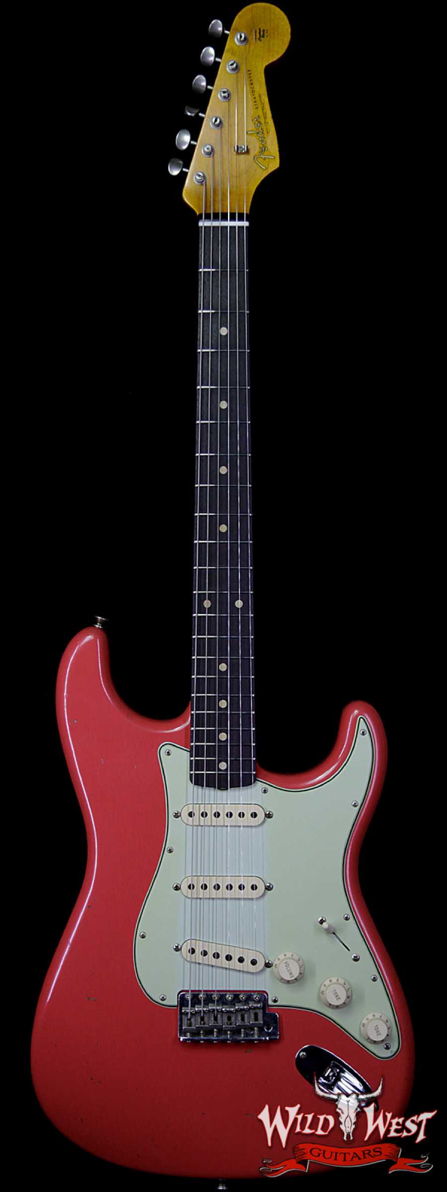 fendercs-1961stratjm-frd-r98350-main__wwg_large.jpg Fender Custom Shop 1961 Stratocaster Journeyman Relic with Dirty Neck Fiesta Red - Image 1