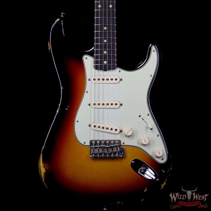 Fender Custom Shop 1961 Stratocaster Relic AAA Rosewood Fingerboard 3 Tone Sunburst - Image 3