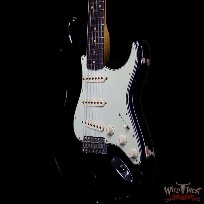 Fender Custom Shop 1961 Stratocaster Relic AAA Rosewood Fingerboard Black - Image 2