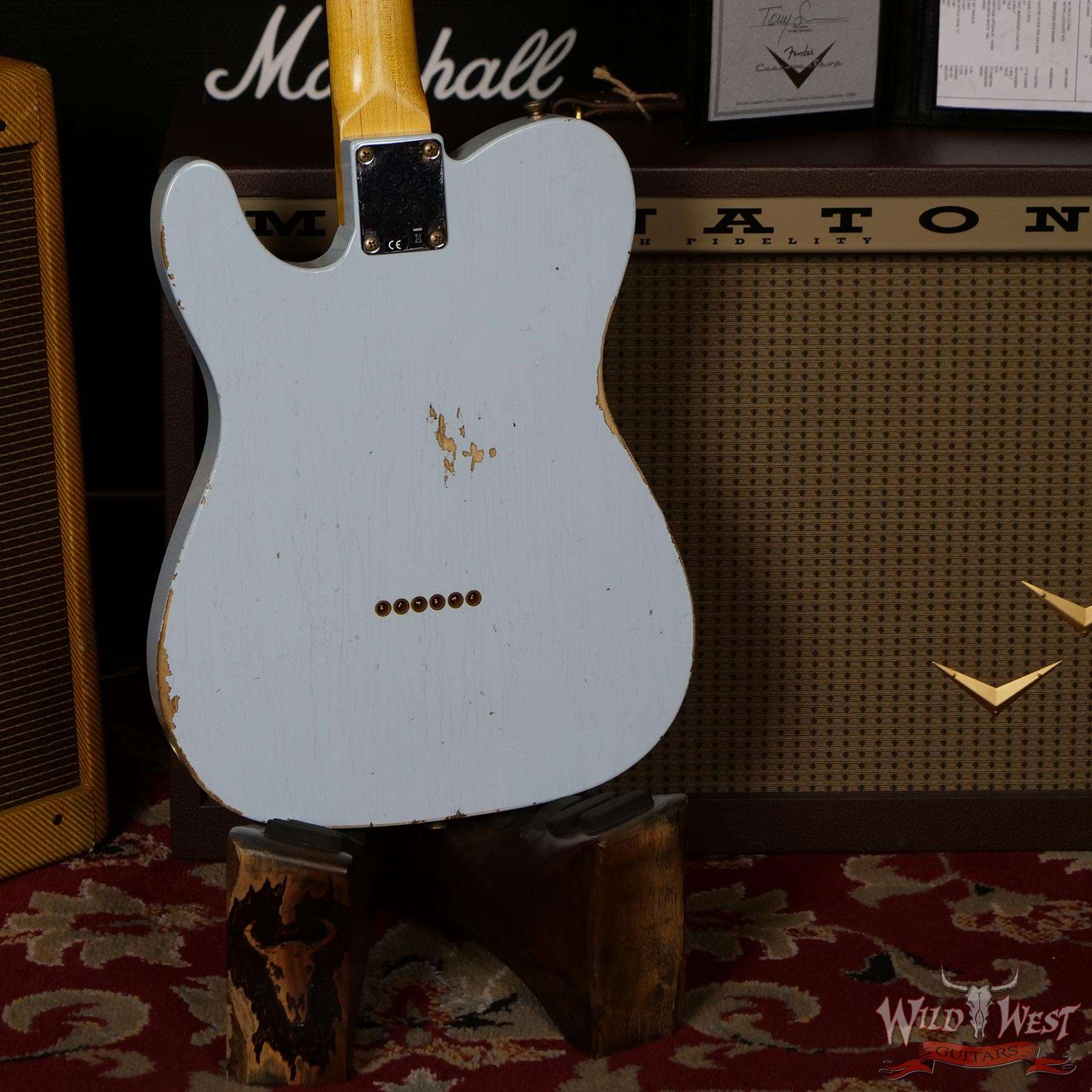 fendercs-1961telerelic-sbl-r107310-d4__wwg.jpg Fender Custom Shop 1961 Telecaster Relic Quater-Sawn Maple AAA Rosewood Fingerboard Sonic Blue - Image 11