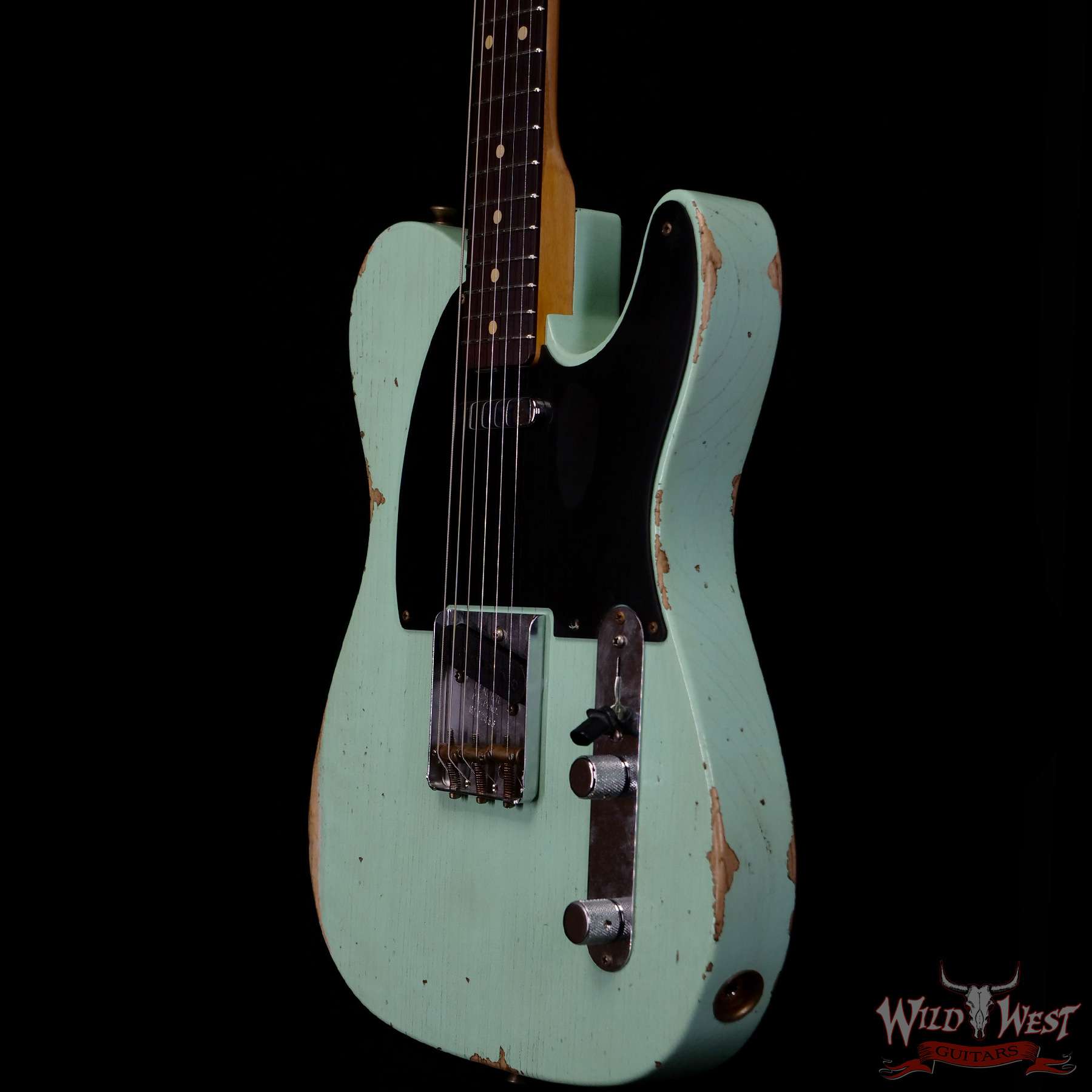 fendercs-1961telerelic-sfg-r107458-br__wwg.jpg Fender Custom Shop 1961 Telecaster Relic Quater-Sawn Maple AAA Rosewood Fingerboard Surf Green - Image 2