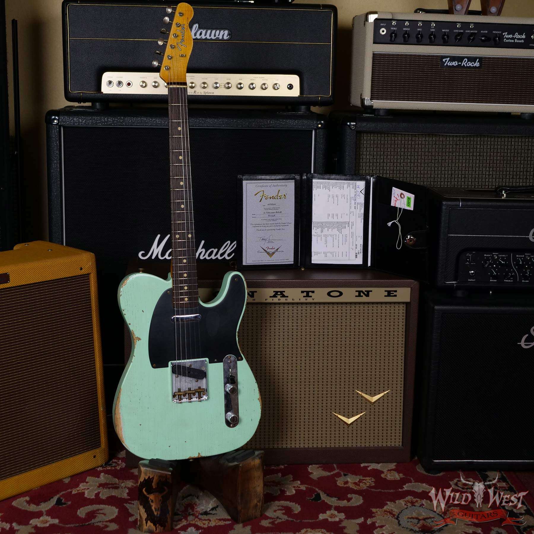 fendercs-1961telerelic-sfg-r107458-d1__wwg.jpg Fender Custom Shop 1961 Telecaster Relic Quater-Sawn Maple AAA Rosewood Fingerboard Surf Green - Image 6
