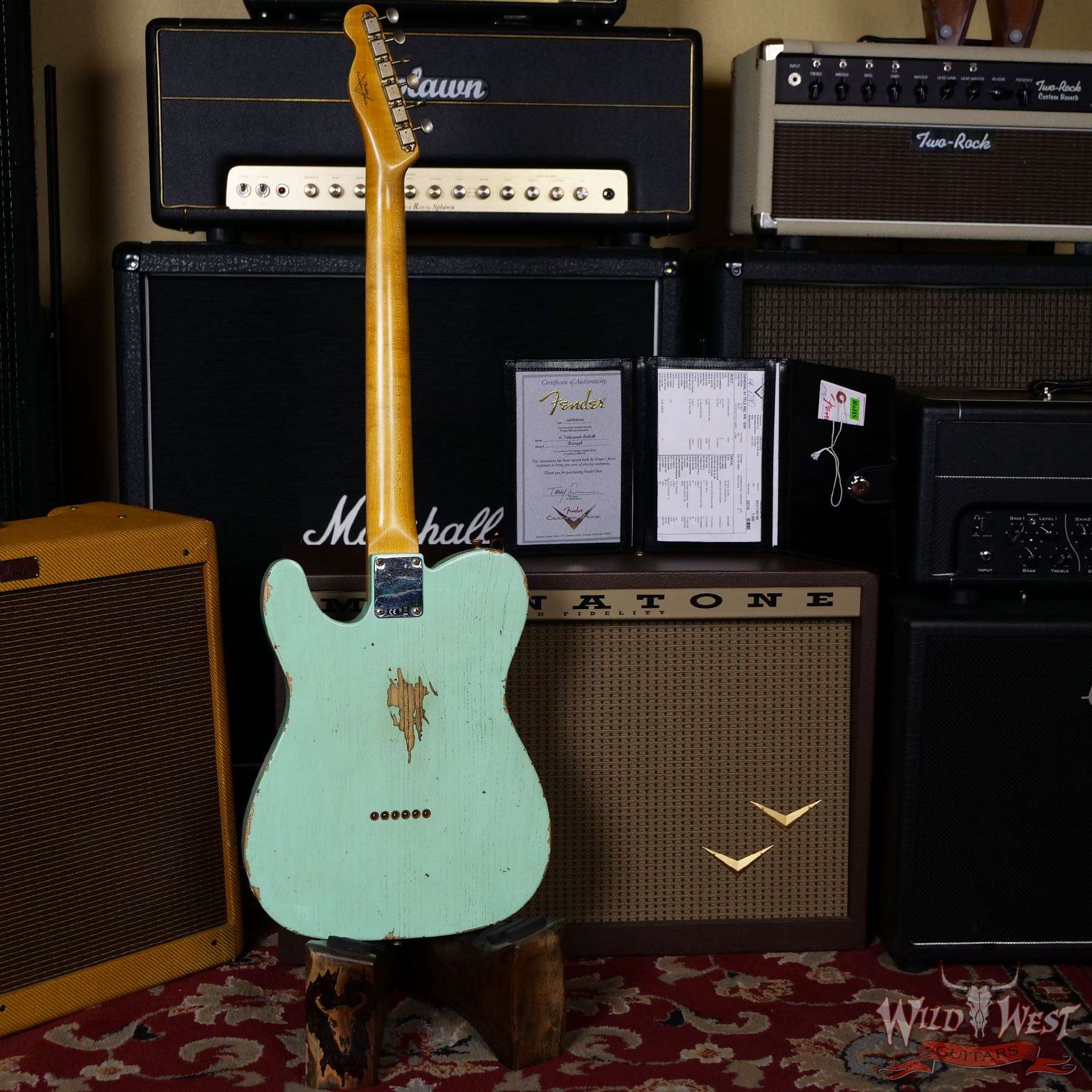 fendercs-1961telerelic-sfg-r107458-d3__wwg.jpg Fender Custom Shop 1961 Telecaster Relic Quater-Sawn Maple AAA Rosewood Fingerboard Surf Green - Image 9