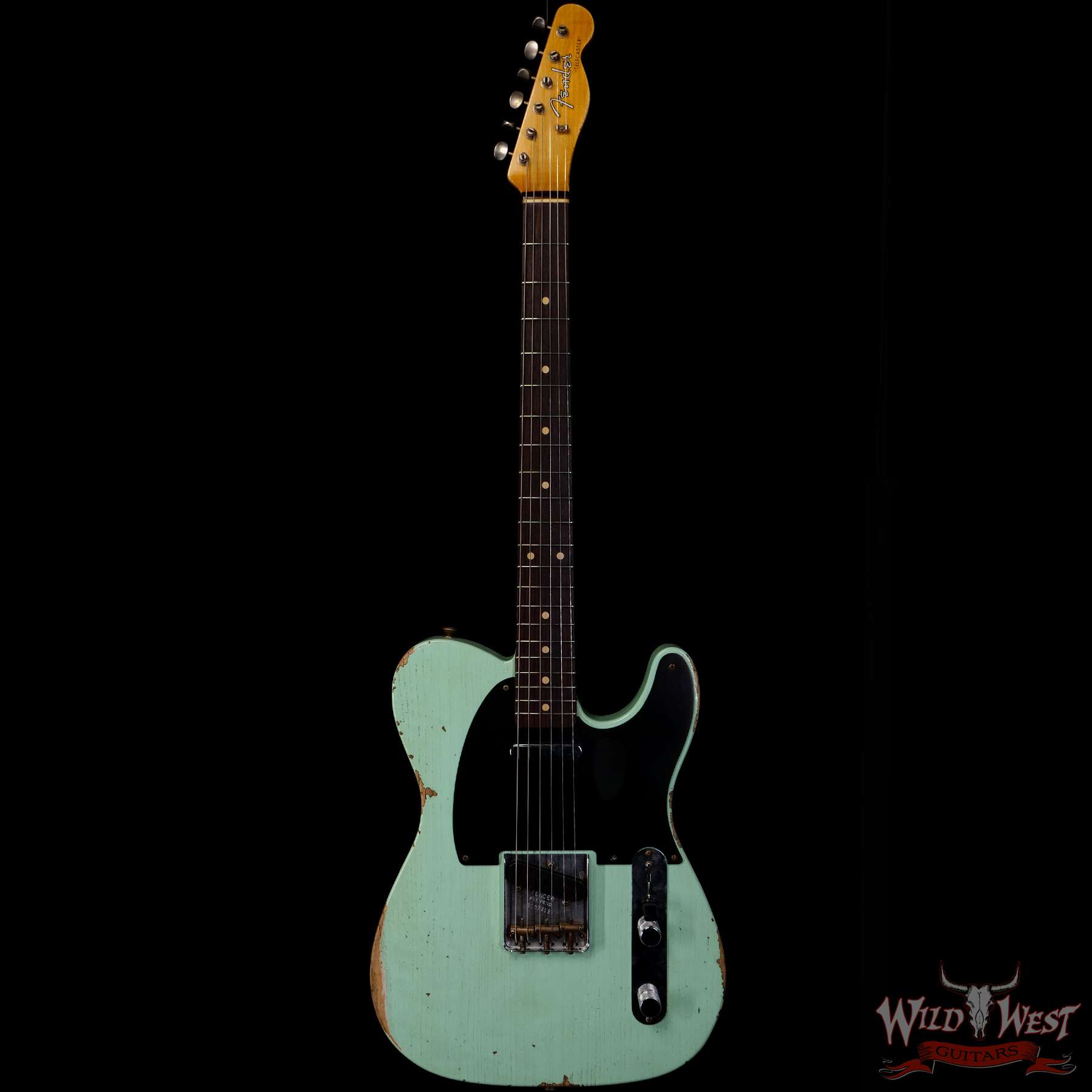 fendercs-1961telerelic-sfg-r107458-f__wwg.jpg Fender Custom Shop 1961 Telecaster Relic Quater-Sawn Maple AAA Rosewood Fingerboard Surf Green - Image 3