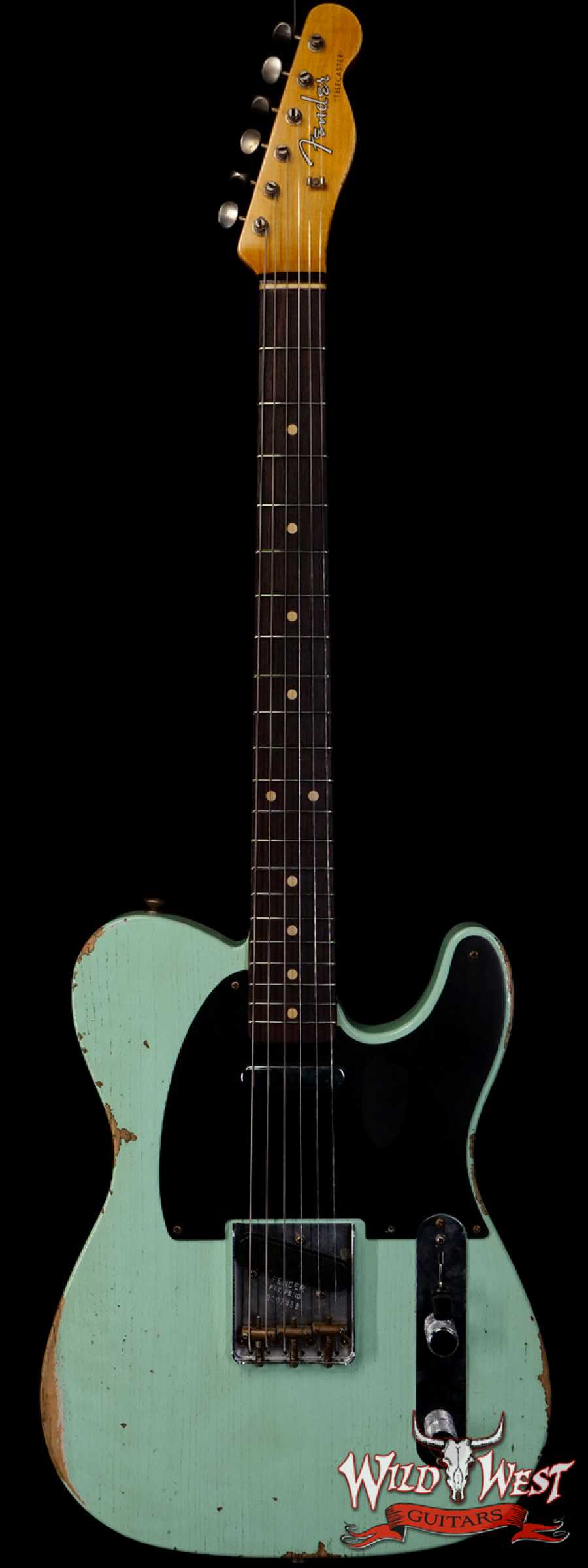 fendercs-1961telerelic-sfg-r107458-main__wwg_large.jpg Fender Custom Shop 1961 Telecaster Relic Quater-Sawn Maple AAA Rosewood Fingerboard Surf Green - Image 1