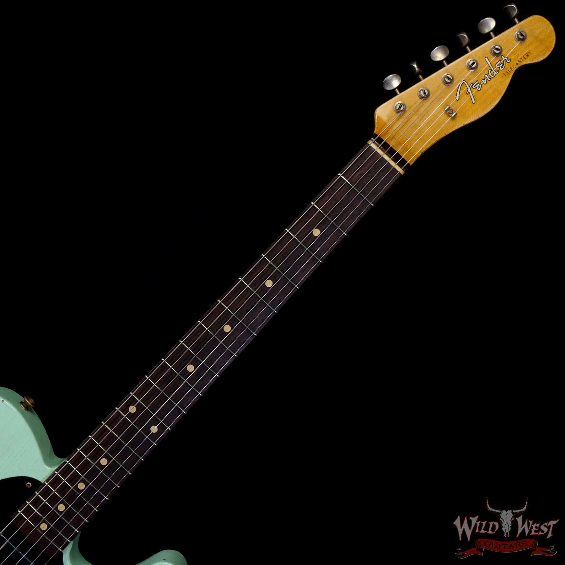 fendercs-1961telerelic-sfg-r107458-nb__wwg.jpg Fender Custom Shop 1961 Telecaster Relic Quater-Sawn Maple AAA Rosewood Fingerboard Surf Green - Image 4