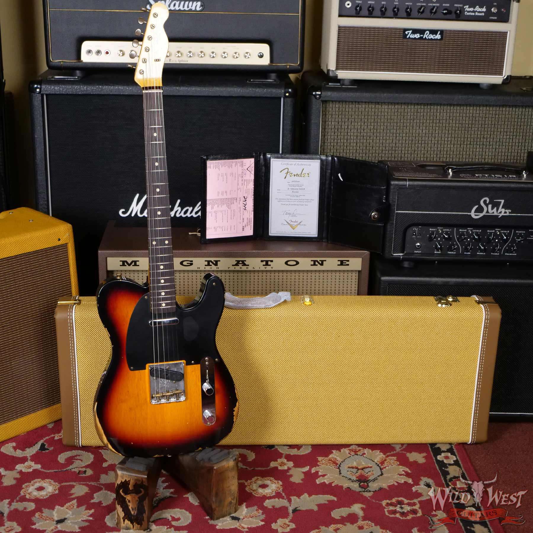 fendercs-1961telerelic3ts-r107303-d1__wwg.jpg Fender Custom Shop 1961 Telecaster Relic Quater-Sawn Maple AAA Rosewood Fingerboard 3 Tone Sunburst - Image 6