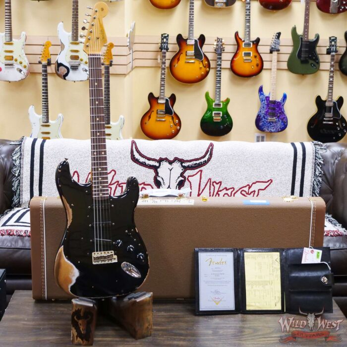 Fender Custom Shop 1962 Stratocaster Hand-Wound Pickups AAA Dark Rosewood Slab Board Heavy Relic Black - Image 6
