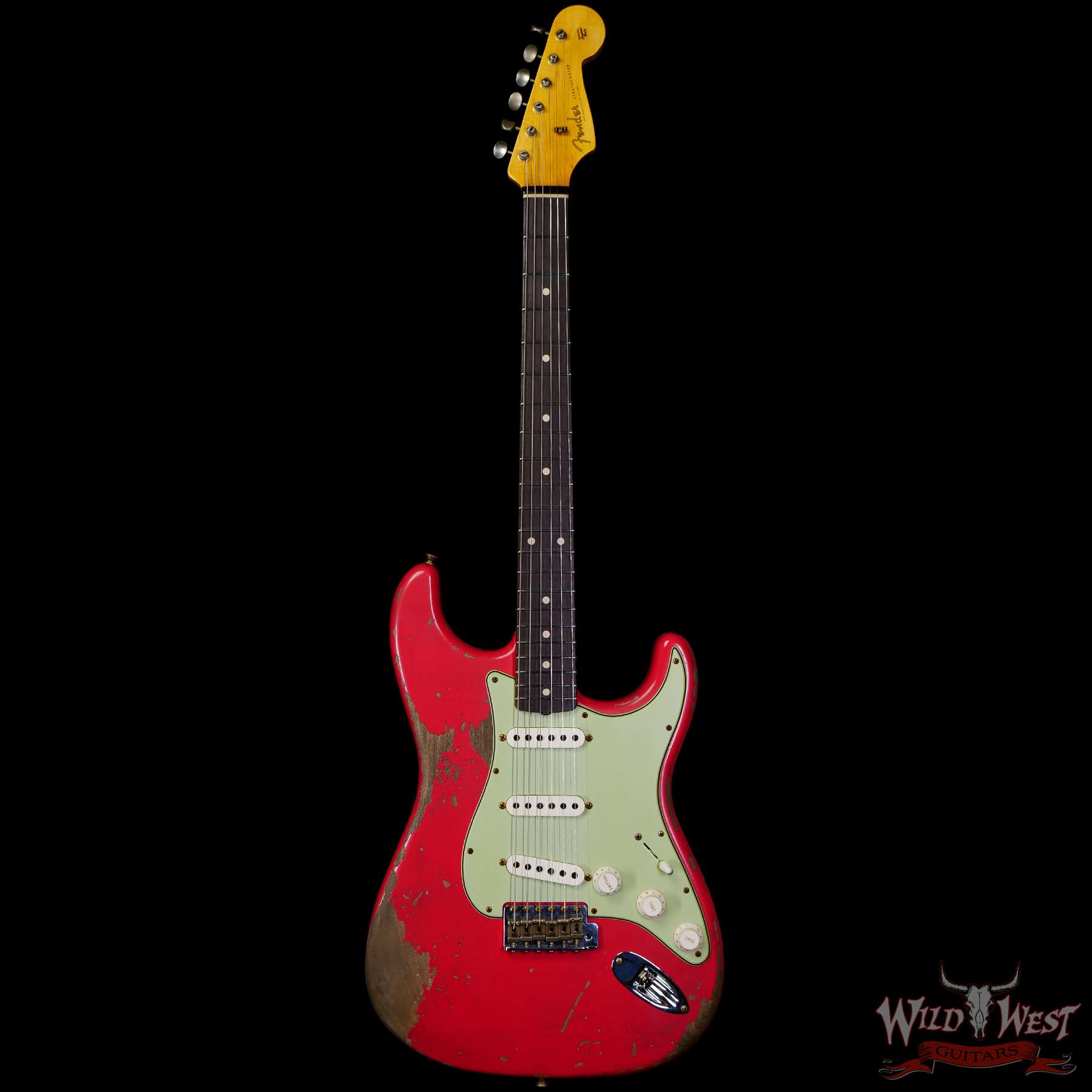 fendercs-1962strat-hr-frd-r119005-c1__wwg.jpg Fender Custom Shop 1962 Stratocaster Hand-Wound Pickups AAA Dark Rosewood Slab Board Heavy Relic Fiesta Red - Image 3