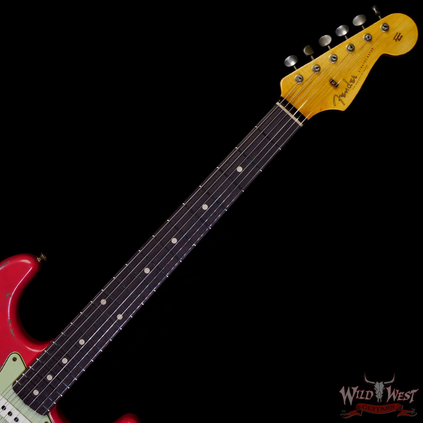 fendercs-1962strat-hr-frd-r119005-c2__wwg.jpg Fender Custom Shop 1962 Stratocaster Hand-Wound Pickups AAA Dark Rosewood Slab Board Heavy Relic Fiesta Red - Image 4
