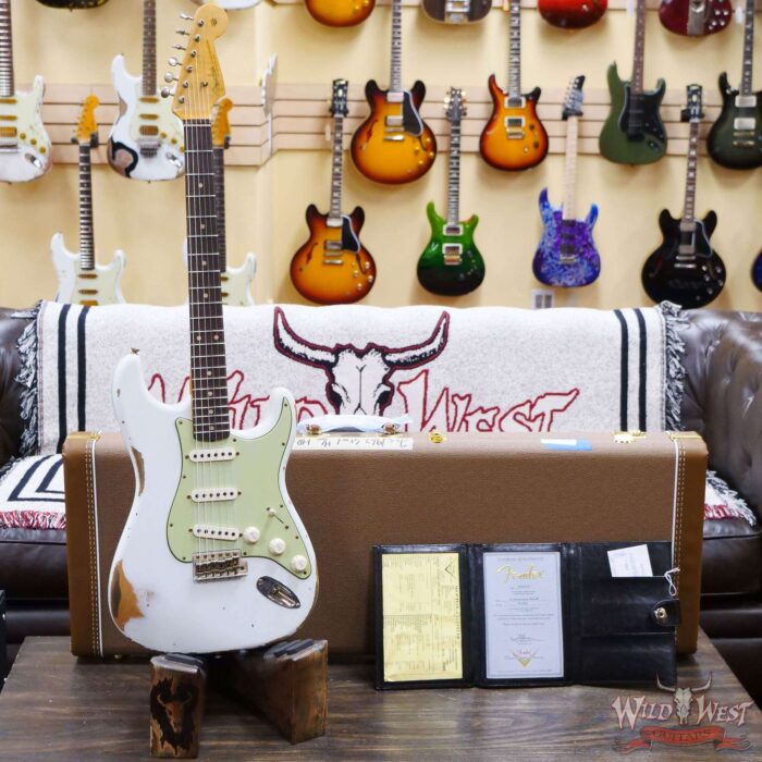 Fender Custom Shop 1962 Stratocaster Hand-Wound Pickups AAA Dark Rosewood Slab Board Heavy Relic Olympic White - Image 6