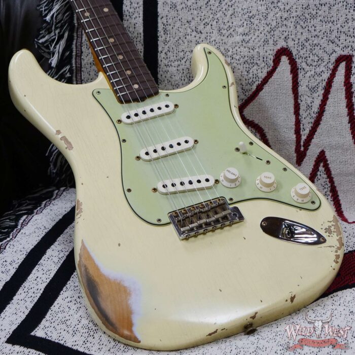 Fender Custom Shop 1962 Stratocaster Hand-Wound Pickups AAA Dark Rosewood Slab Board Heavy Relic Vintage White - Image 8