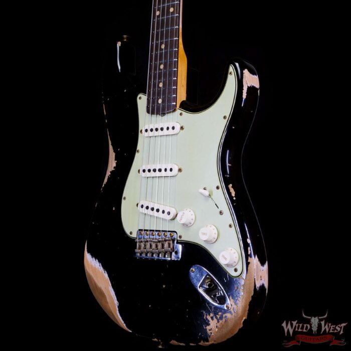 Fender Custom Shop 1962 Stratocaster Hand-Wound Pickups AAA Dark Rosewood Slab Board Heavy Relic Black - Image 2