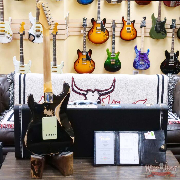 Fender Custom Shop 1962 Stratocaster Hand-Wound Pickups AAA Dark Rosewood Slab Board Heavy Relic Black - Image 9