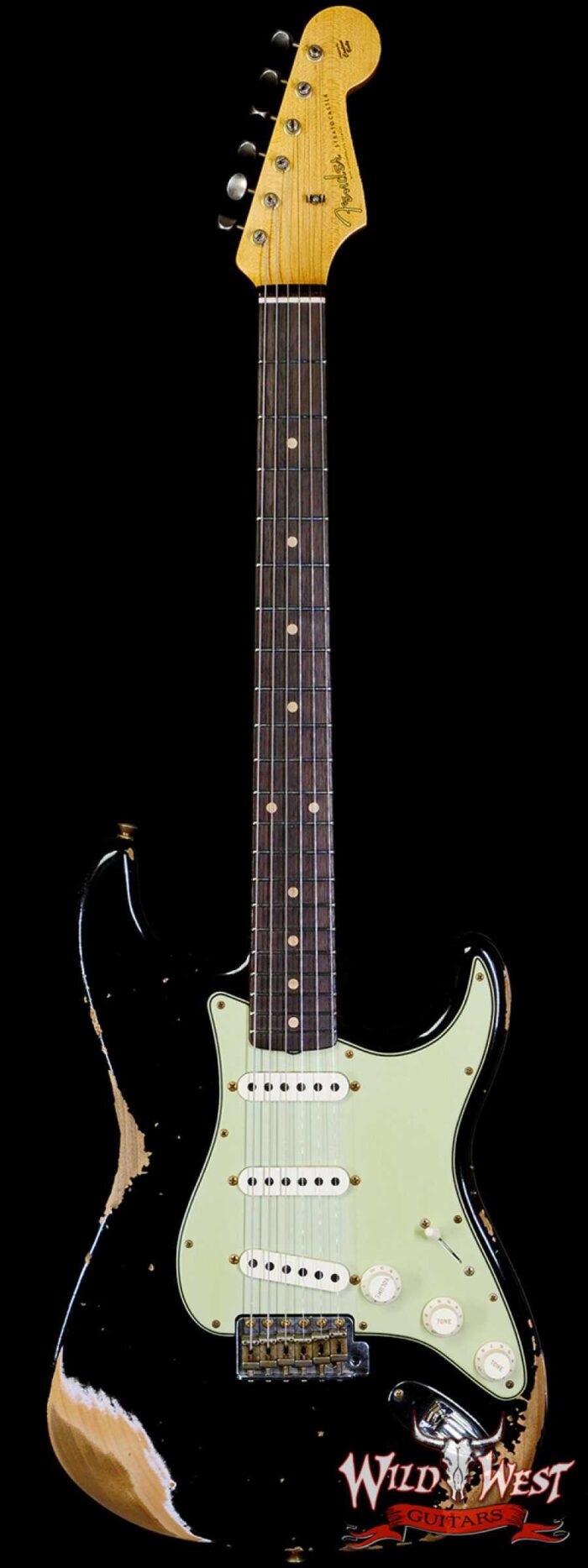 Fender Custom Shop 1962 Stratocaster Hand-Wound Pickups AAA Dark Rosewood Slab Board Heavy Relic Black - Image 1