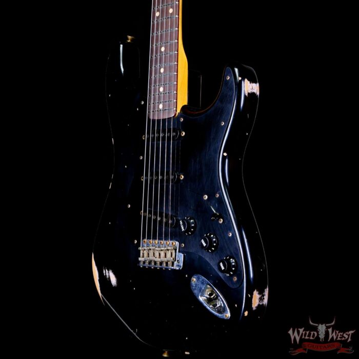 Fender Custom Shop 1962 Stratocaster Hand-Wound Pickups AAA Dark Rosewood Slab Board Relic Black (Black Pickguard) - Image 2