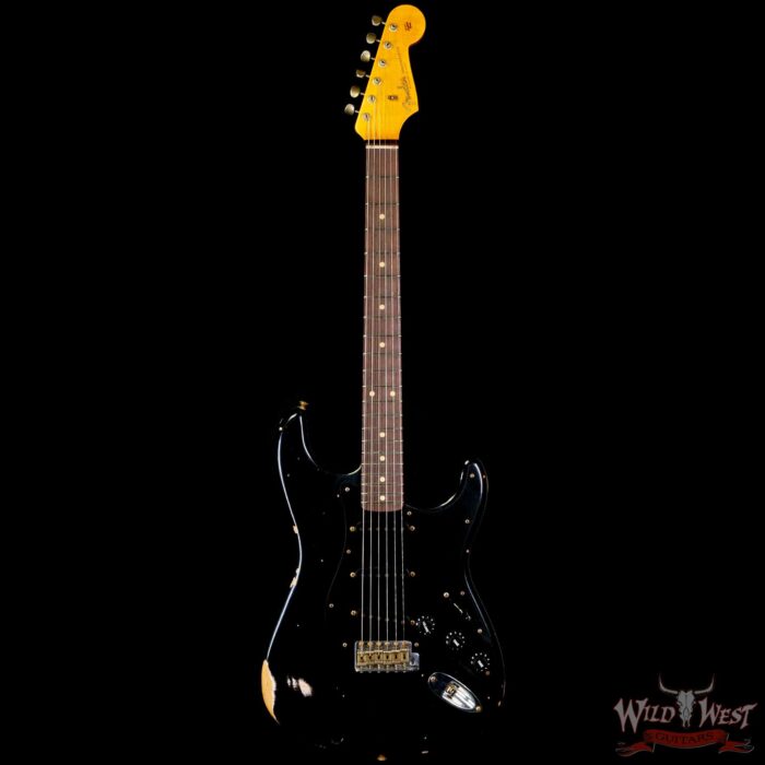 Fender Custom Shop 1962 Stratocaster Hand-Wound Pickups AAA Dark Rosewood Slab Board Relic Black (Black Pickguard) - Image 3
