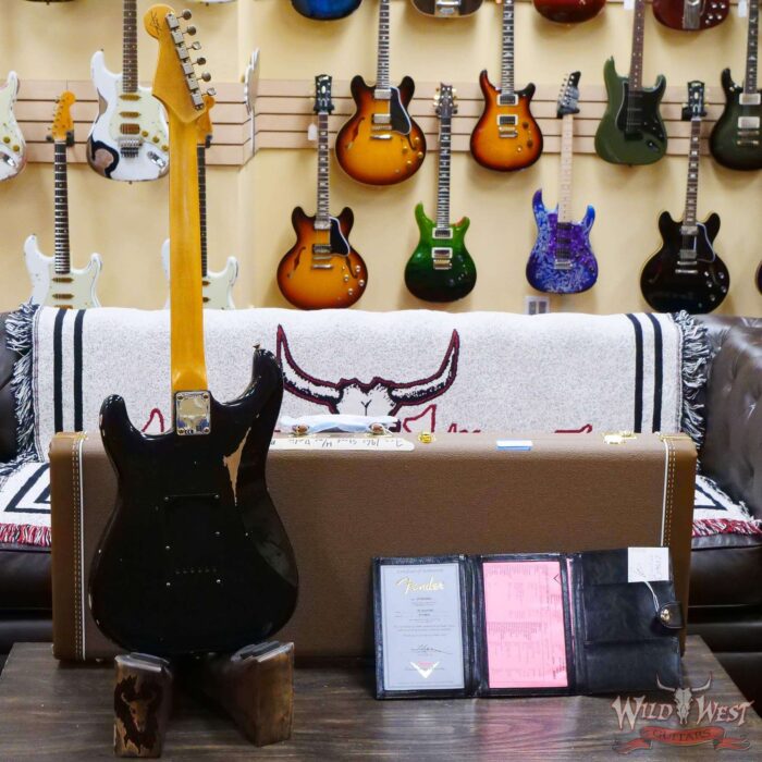 Fender Custom Shop 1962 Stratocaster Hand-Wound Pickups AAA Dark Rosewood Slab Board Relic Black (Black Pickguard) - Image 9