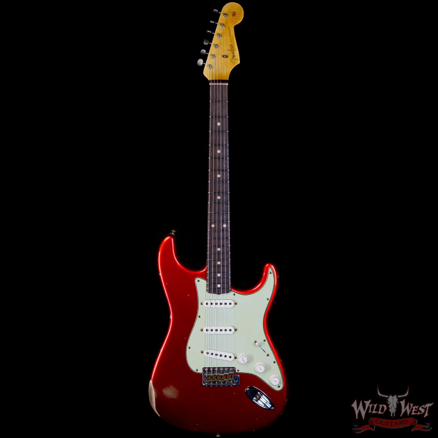 fendercs-1962strat-r-car-r118662-c1__wwg.jpg Fender Custom Shop 1962 Stratocaster Hand-Wound Pickups AAA Dark Rosewood Slab Board Relic Candy Apple Red - Image 3