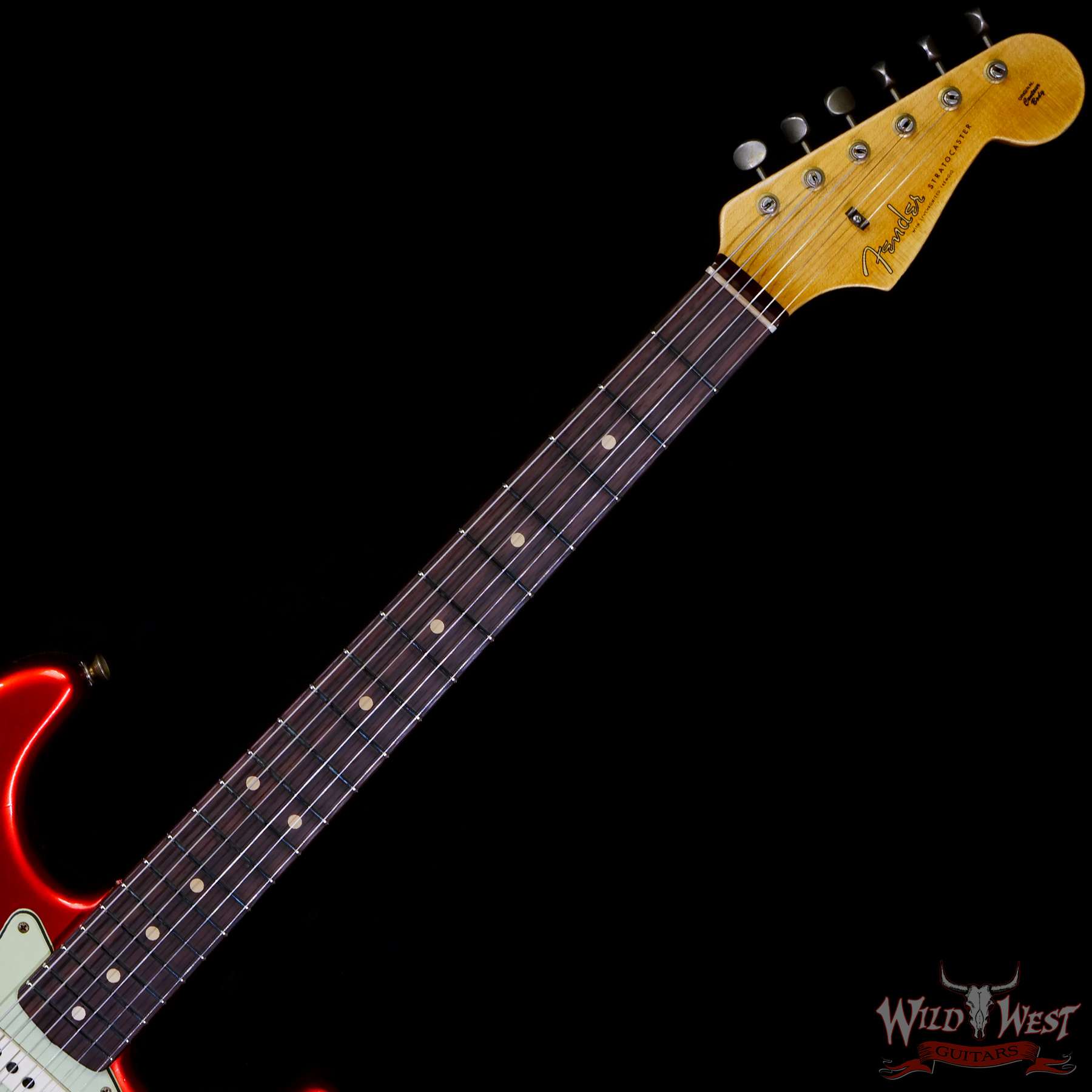 fendercs-1962strat-r-car-r118662-c2__wwg.jpg Fender Custom Shop 1962 Stratocaster Hand-Wound Pickups AAA Dark Rosewood Slab Board Relic Candy Apple Red - Image 4
