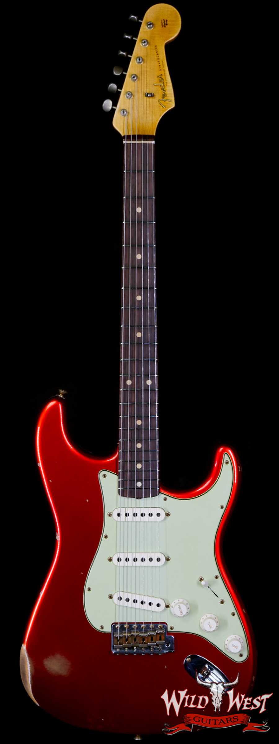 fendercs-1962strat-r-car-r118662-main__wwg_large.jpg Fender Custom Shop 1962 Stratocaster Hand-Wound Pickups AAA Dark Rosewood Slab Board Relic Candy Apple Red - Image 1
