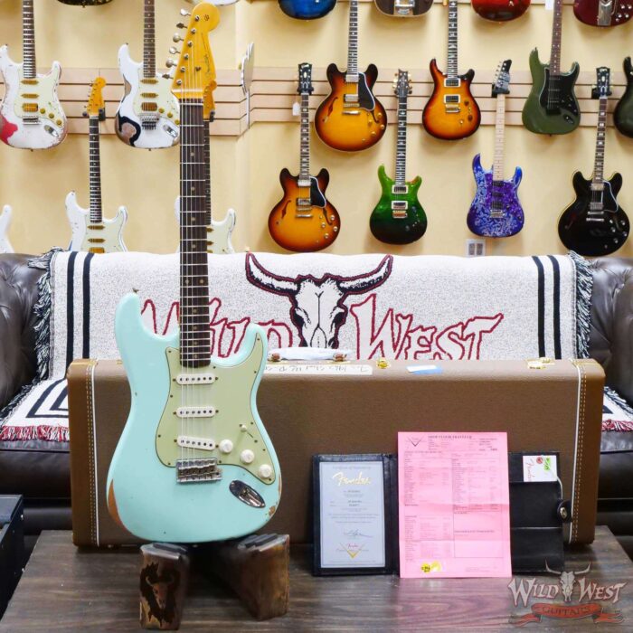 Fender Custom Shop 1962 Stratocaster Hand-Wound Pickups AAA Dark Rosewood Slab Board Relic Surf Green - Image 6
