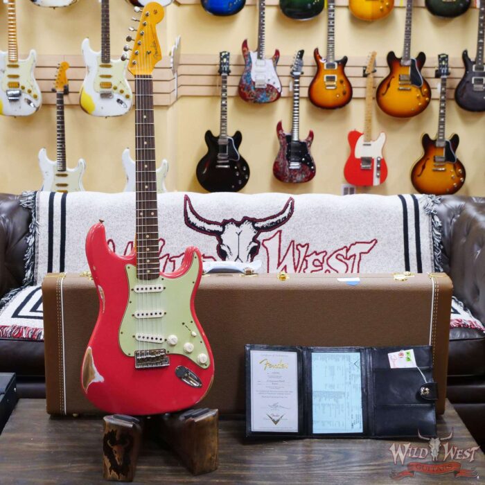 Fender Custom Shop 1962 Stratocaster Hand-Wound Pickups AAA Dark Rosewood Slab Board Relic Fiesta Red - Image 6
