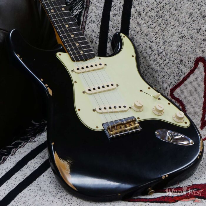Fender Custom Shop 1962 Stratocaster Hardtail Hand-Wound Pickups AAA Dark Rosewood Slab Board Relic Black 6.65 LBS - Image 8