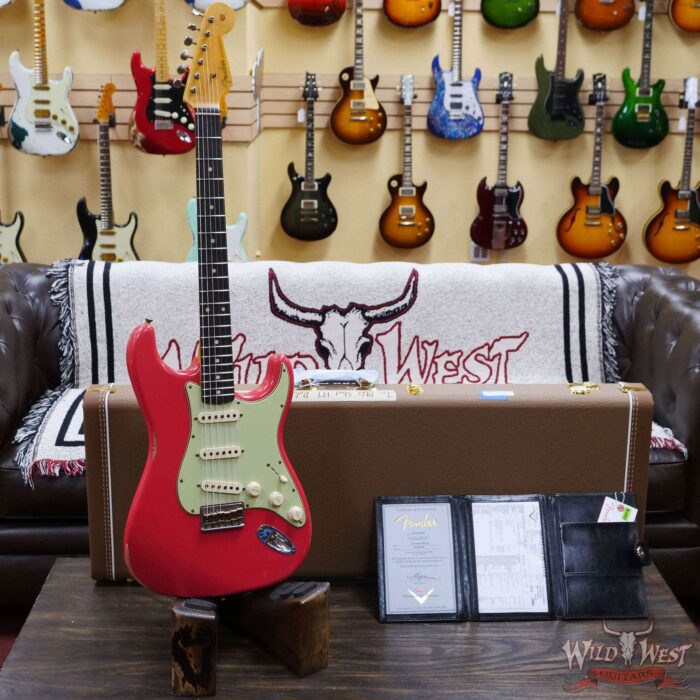 Fender Custom Shop 1962 Stratocaster Hardtail Hand-Wound Pickups AAA Dark Rosewood Slab Board Relic Fiesta Red - Image 6