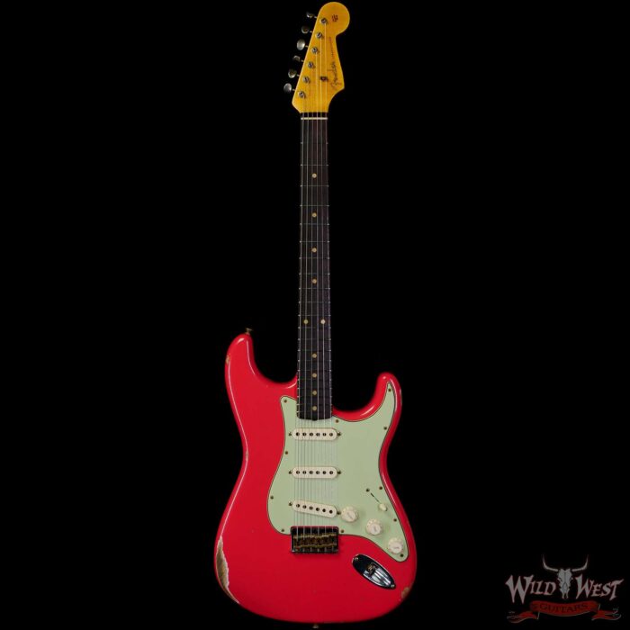Fender Custom Shop 1962 Stratocaster Hardtail Hand-Wound Pickups AAA Dark Rosewood Slab Board Relic Fiesta Red - Image 3