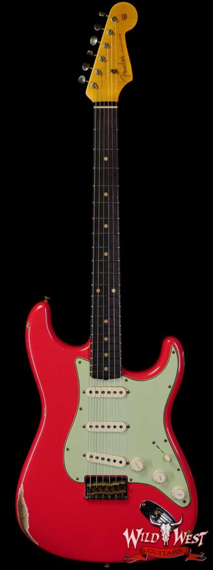 Fender Custom Shop 1962 Stratocaster Hardtail Hand-Wound Pickups AAA Dark Rosewood Slab Board Relic Fiesta Red