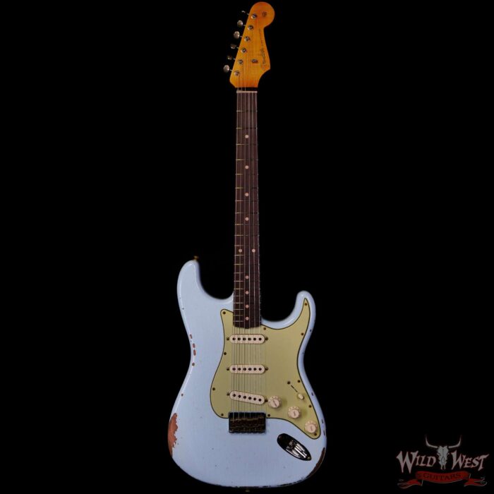 Fender Custom Shop 1962 Stratocaster Hardtail Hand-Wound Pickups AAA Dark Rosewood Slab Board Relic Sonic Blue 7.20 LBS - Image 3