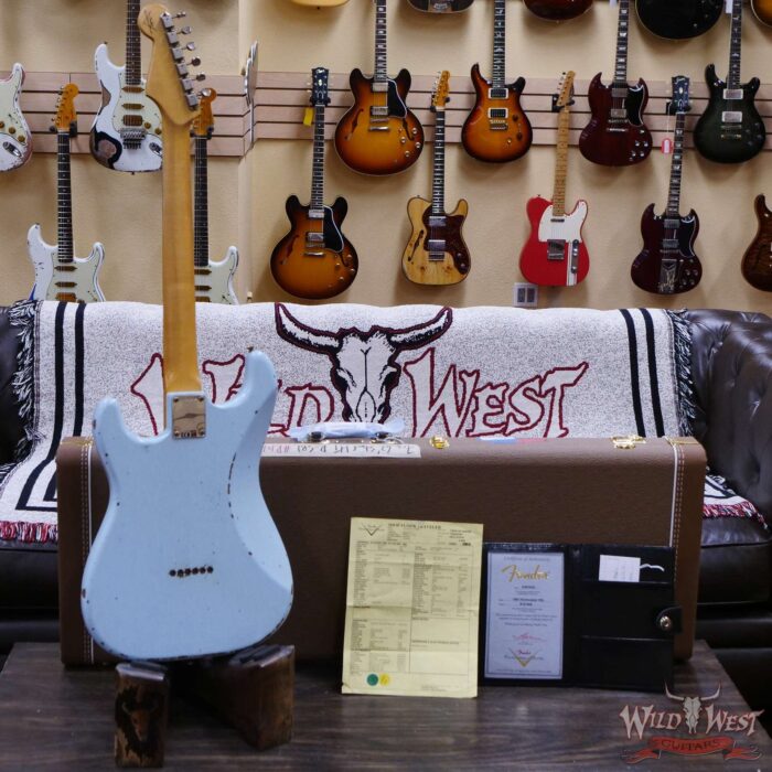 Fender Custom Shop 1962 Stratocaster Hardtail Hand-Wound Pickups AAA Dark Rosewood Slab Board Relic Sonic Blue 7.20 LBS - Image 10