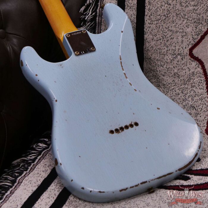 Fender Custom Shop 1962 Stratocaster Hardtail Hand-Wound Pickups AAA Dark Rosewood Slab Board Relic Sonic Blue 7.20 LBS - Image 12